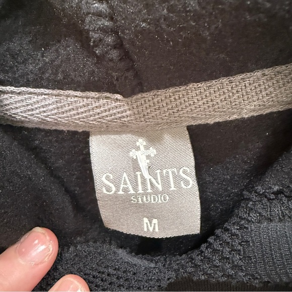 NWT Saints Studio Black Men's Hoodie Sweatshirt Size Medium - Picture 5 of 5